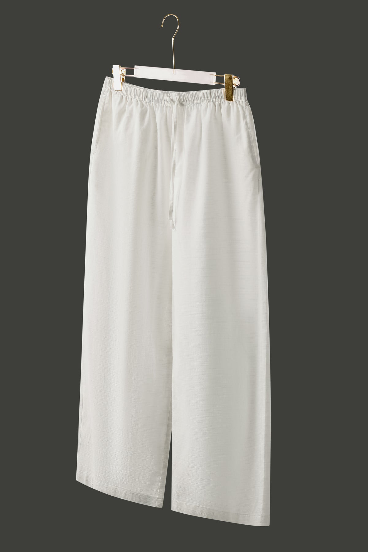 La Forbie Women's Linen Viscose Wide Leg Drawstring Pants