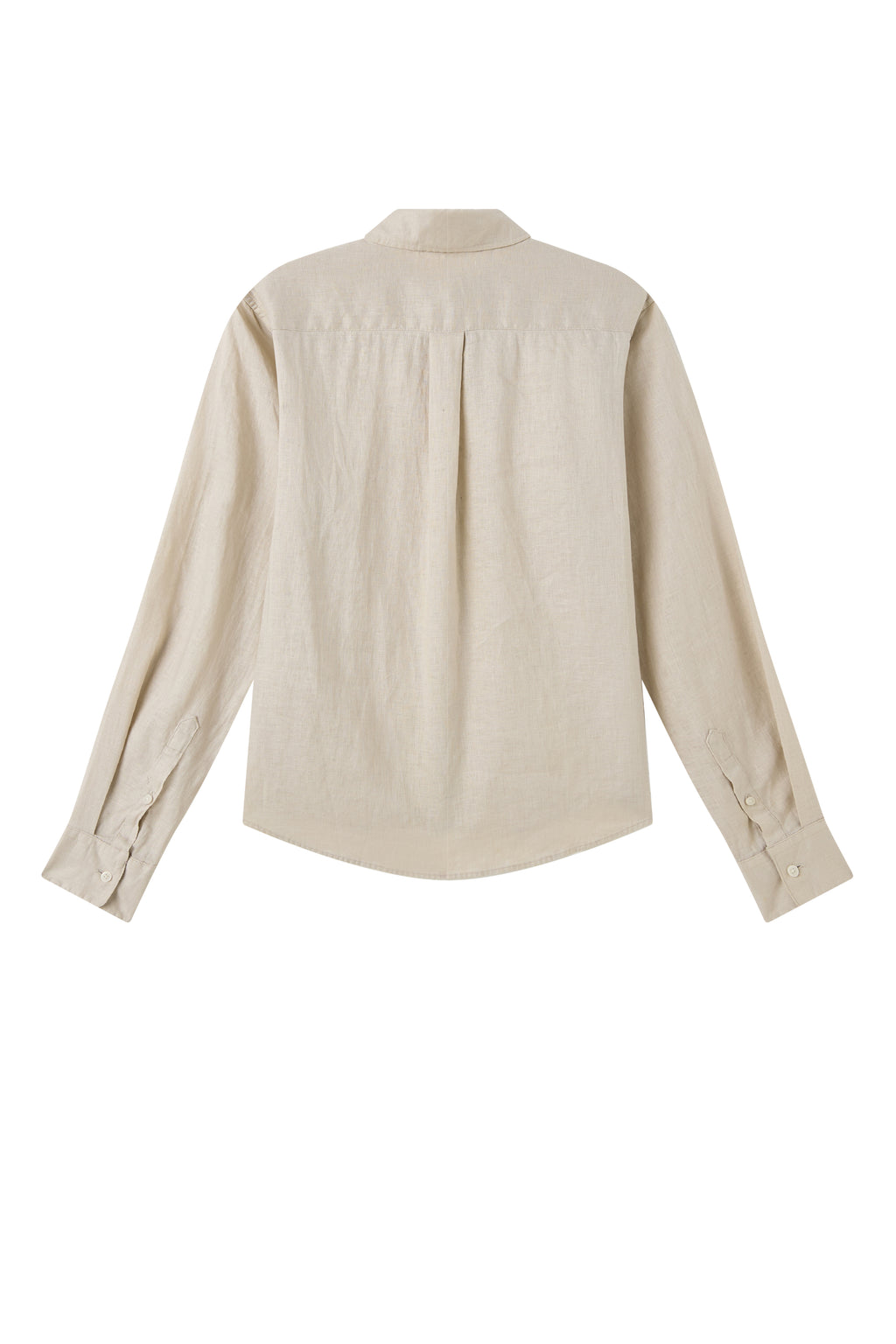 La Forbie Áo sơ mi nữ tay dài vải linen, phối cầu vai sau và ly giữa lưng