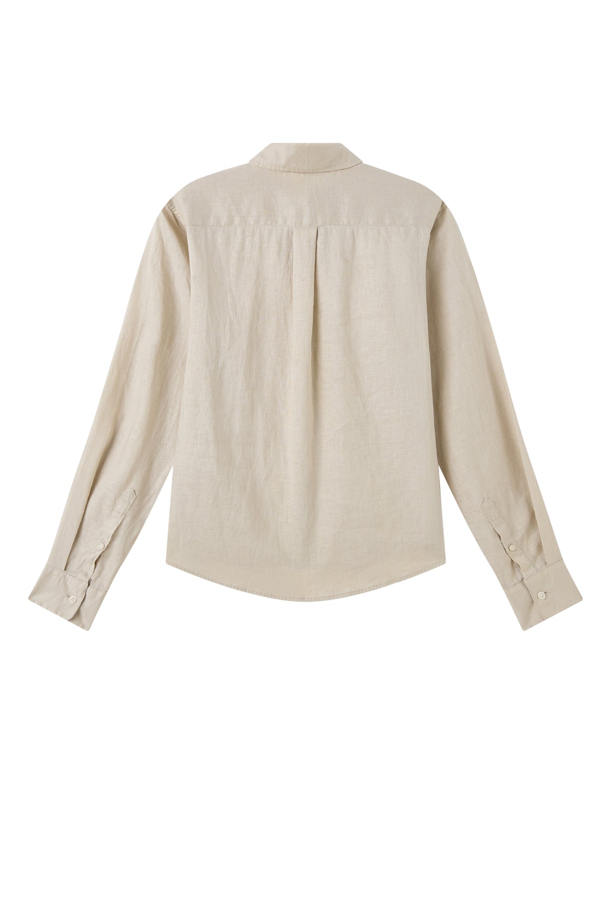 La Forbie Áo sơ mi nữ tay dài vải linen, phối cầu vai sau và ly giữa lưng