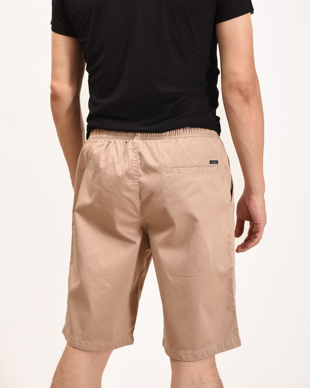 Zennio Quần short nam cotton dệt trơn lưng thun dây rút