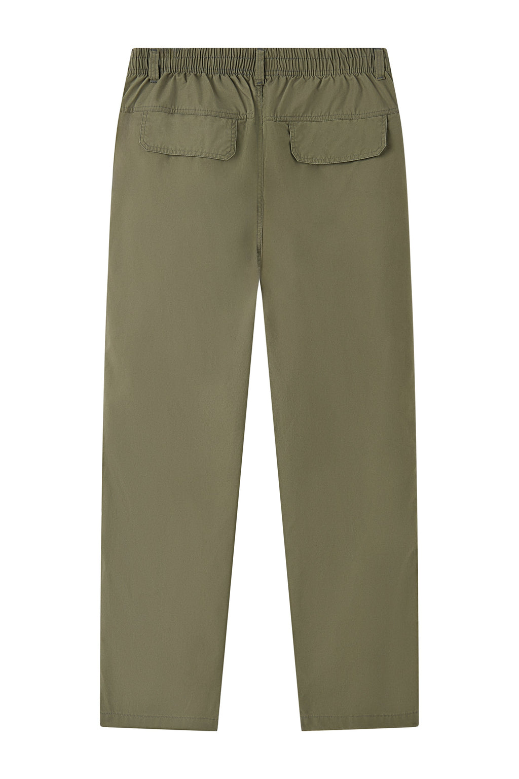 La Forbie Men’s Elastic Waist Straight-Leg Cotton Pants with Back Flap Welt Pockets
