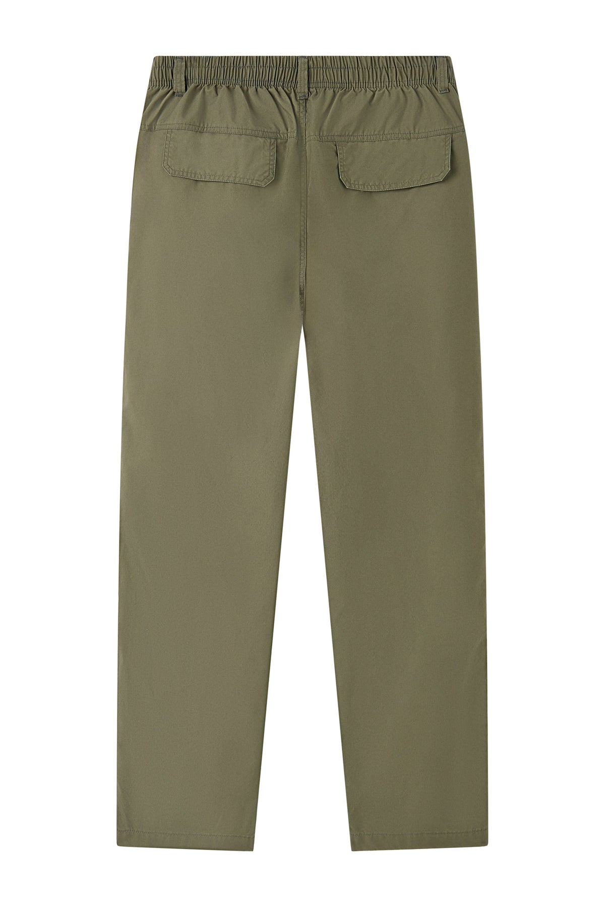 La Forbie Men’s Elastic Waist Straight-Leg Cotton Pants with Back Flap Welt Pockets