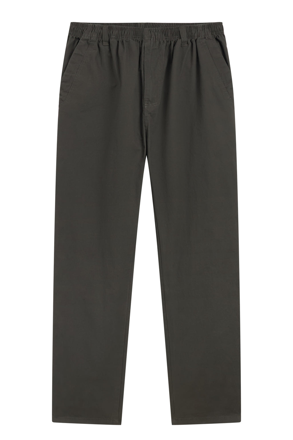 La Forbie Men’s Elastic Waist Straight-Leg Cotton Pants with Back Flap Welt Pockets