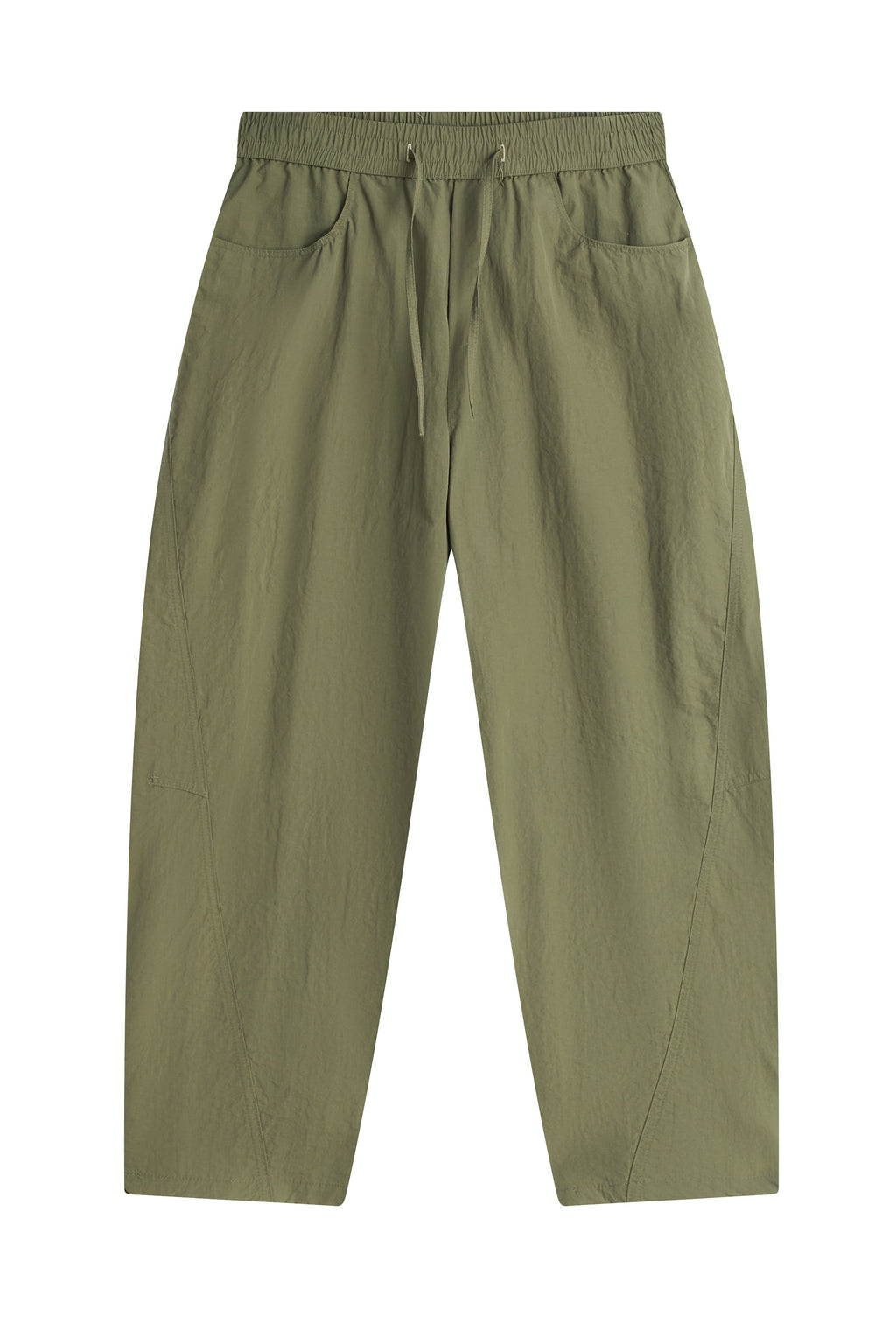 La Forbie Men’s Curved-Leg Nylon Pants with Drawstring Waist