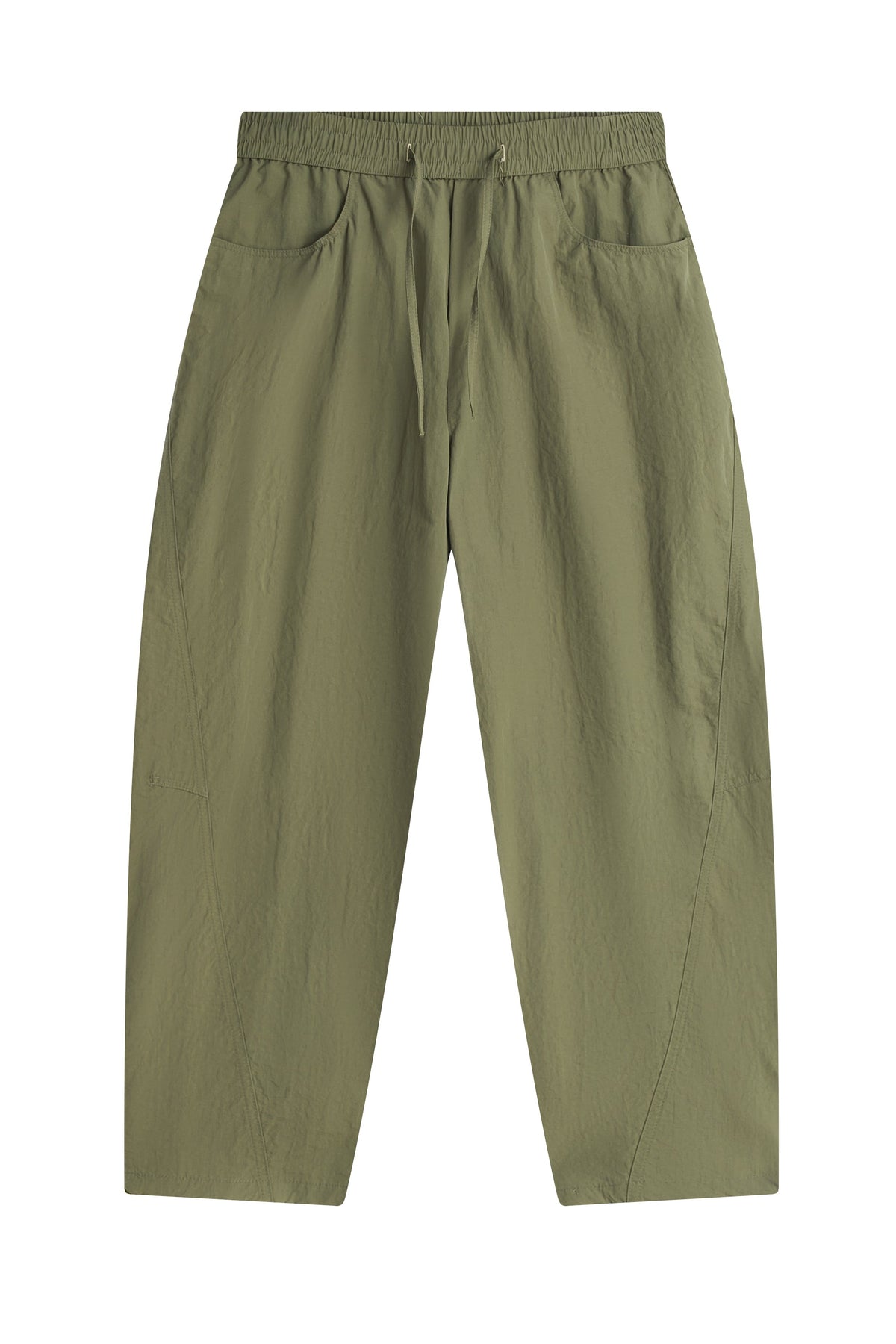 La Forbie Men’s Curved-Leg Nylon Pants with Drawstring Waist