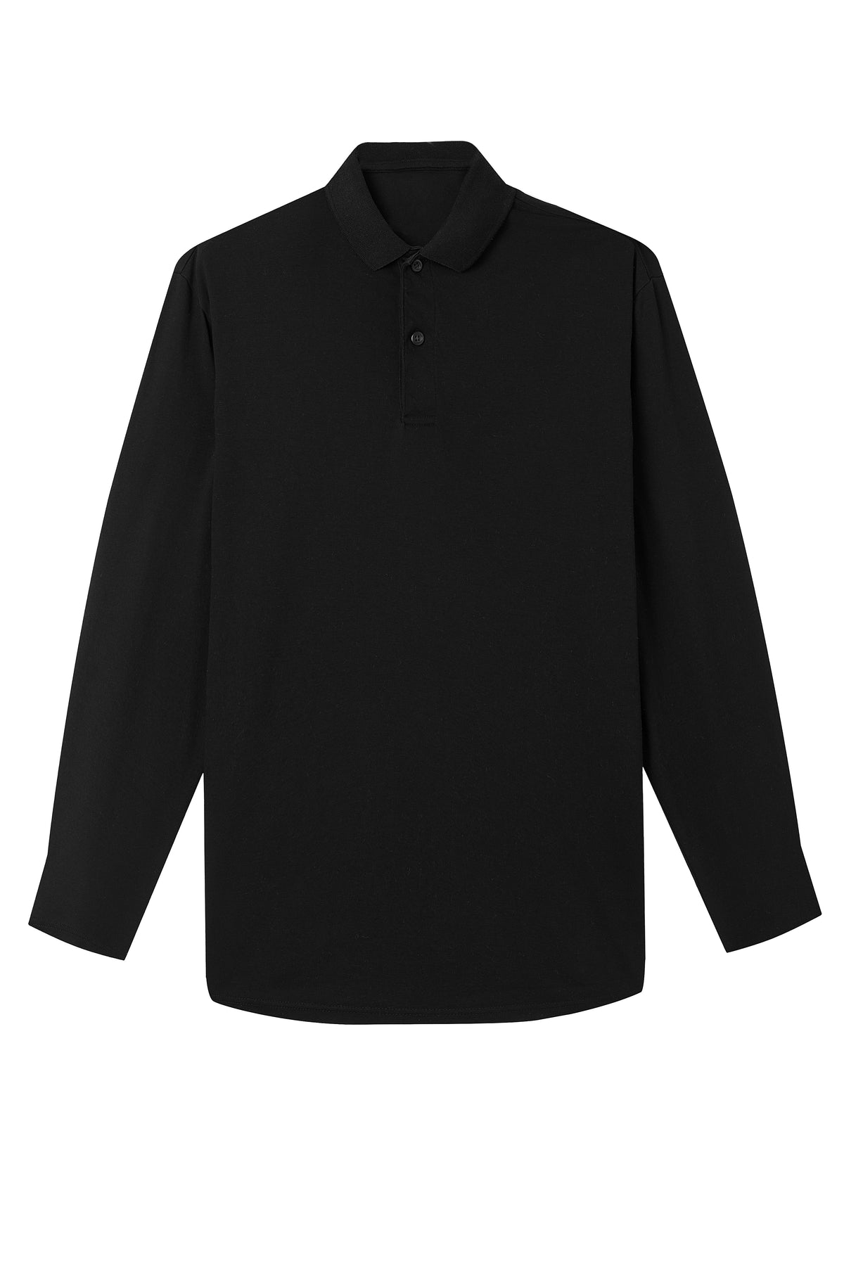 La Forbie Men’s Long-Sleeve Polo with Flat-Knit Collar