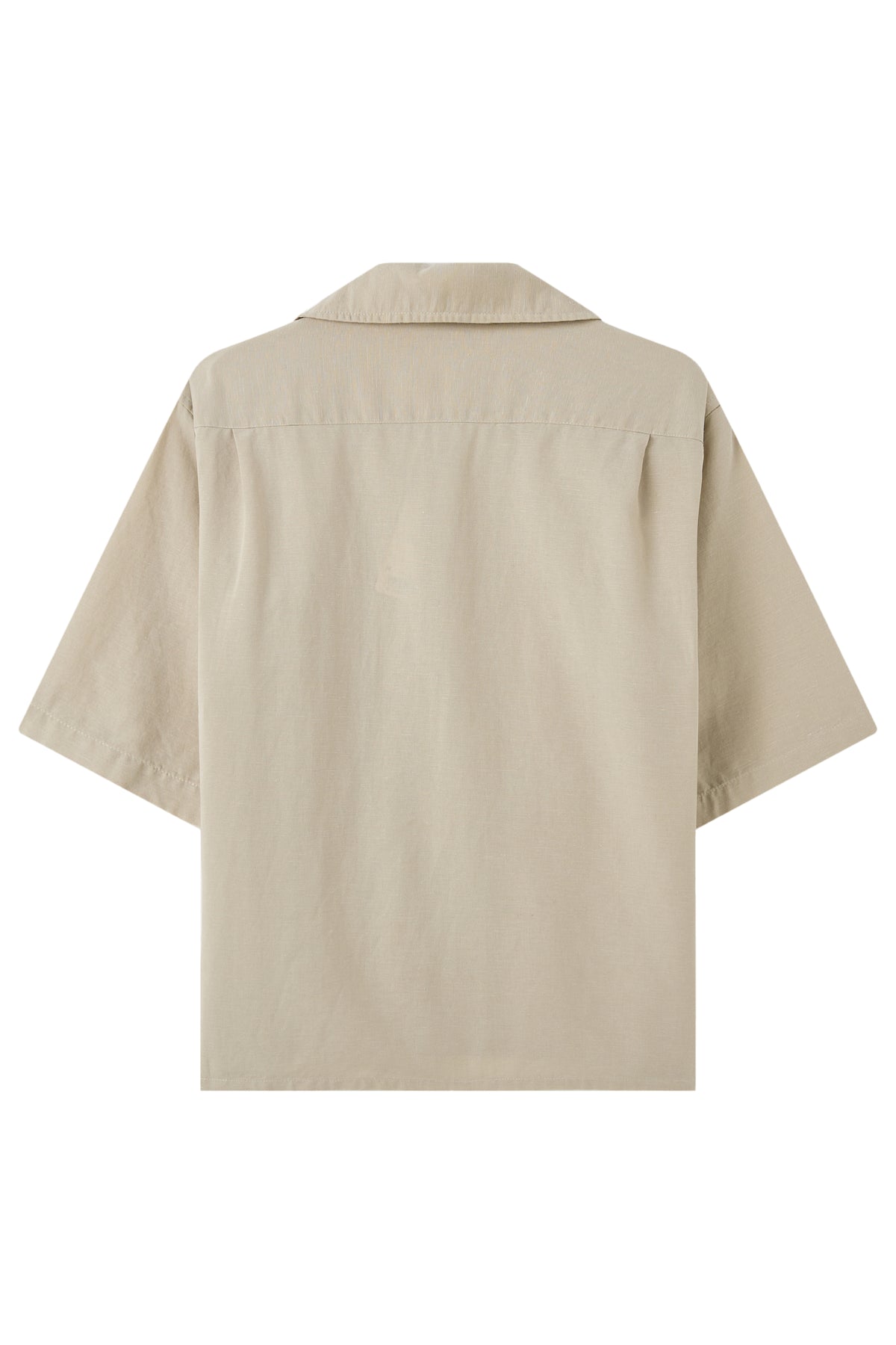 La Forbie Áo sơ mi nam vải linen tay ngắn cổ camp, túi ngực