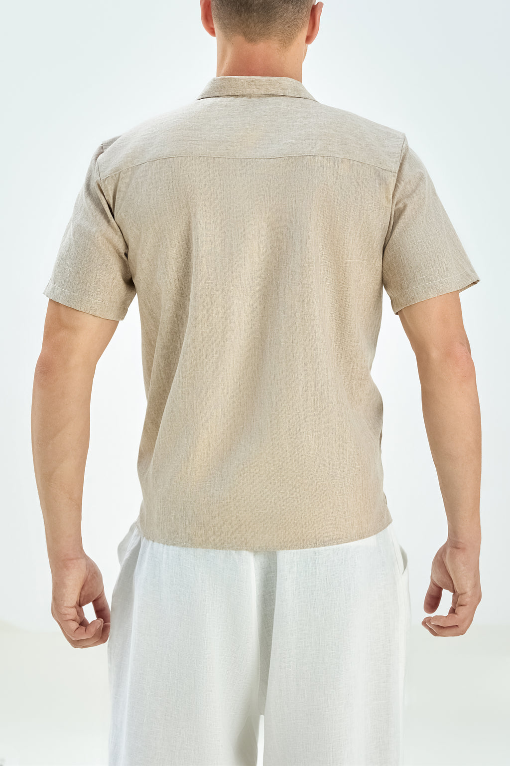 La Forbie áo sơ mi linen nam tay ngắn