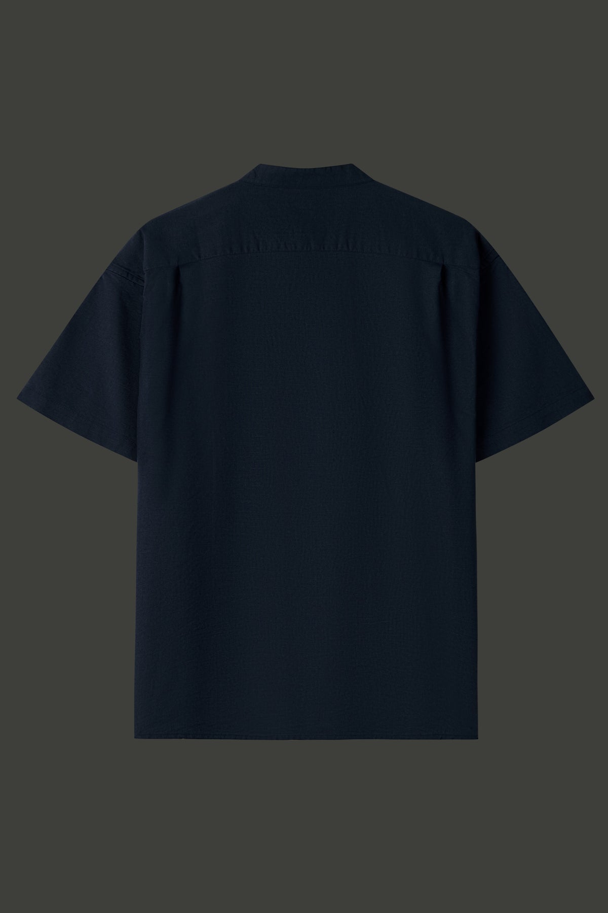 La Forbie Men's Short Sleeve Linen Mandarin Collar Shirt