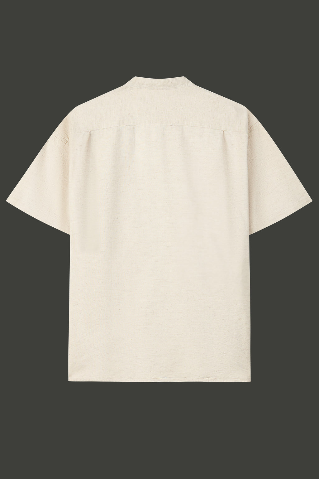 La Forbie Men's Short Sleeve Linen Mandarin Collar Shirt