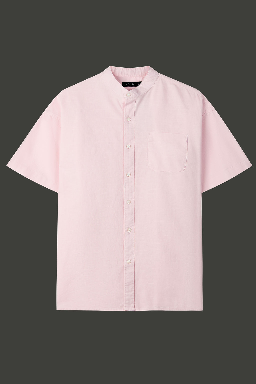 La Forbie Men's Short Sleeve Linen Mandarin Collar Shirt