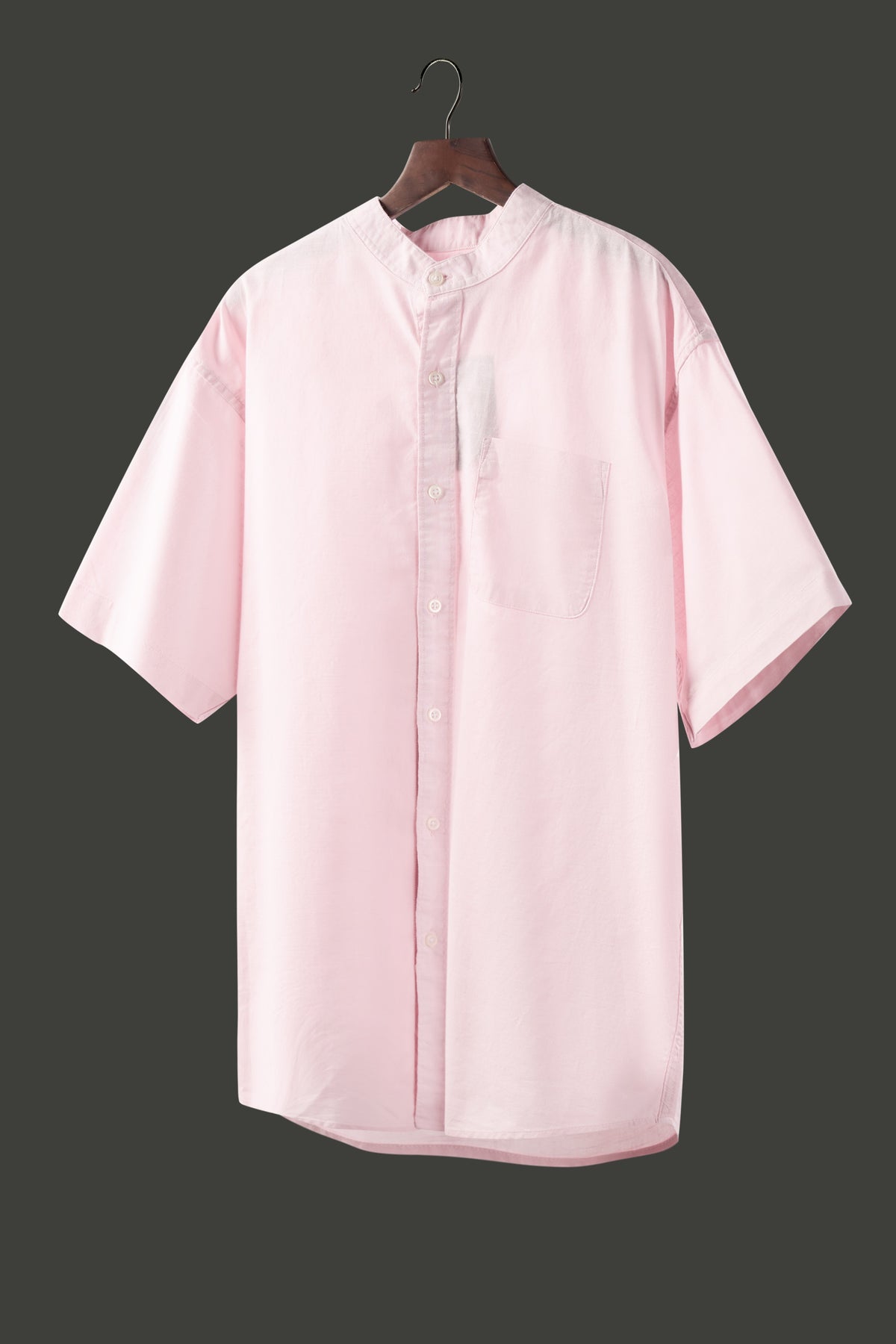 La Forbie Men's Short Sleeve Linen Mandarin Collar Shirt