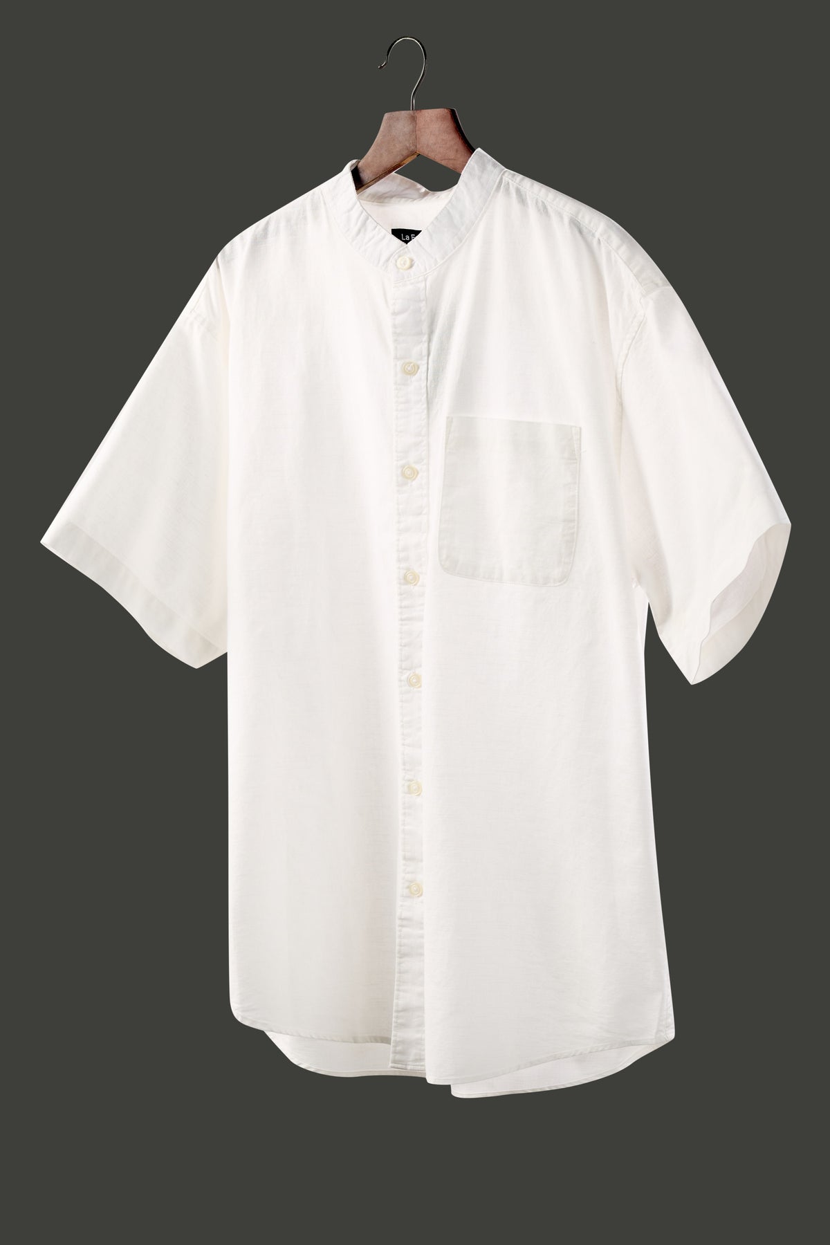 La Forbie Men's Short Sleeve Linen Mandarin Collar Shirt